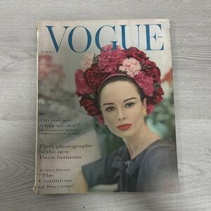 Vogue Magazine with Floral Headpiece Cover 1960